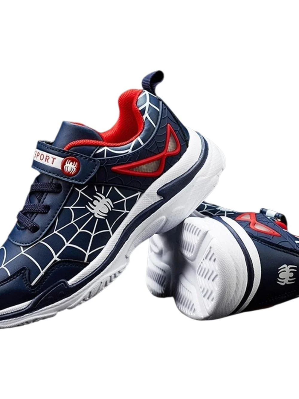 Kids Navy Sneakers with Red Accent